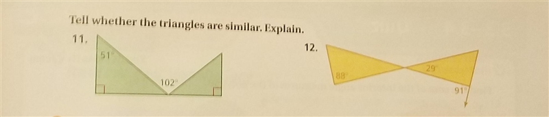 Tell whether the triangles are similar. Explain.-example-1