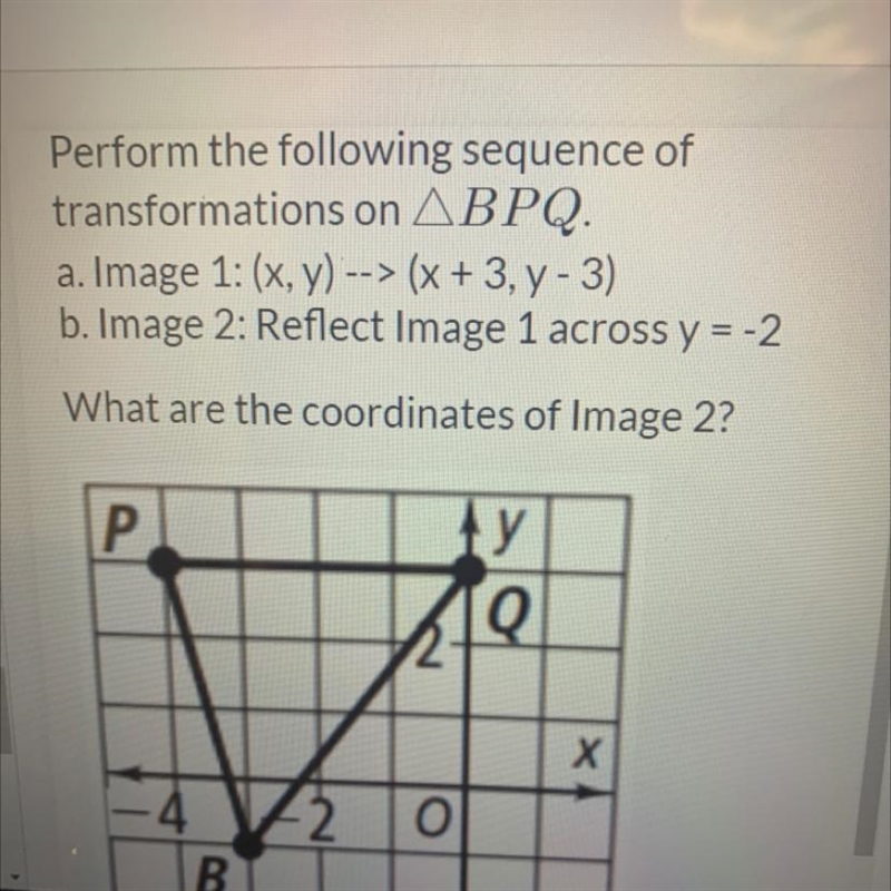 What are the coordinates of images 2? For B P Q-example-1