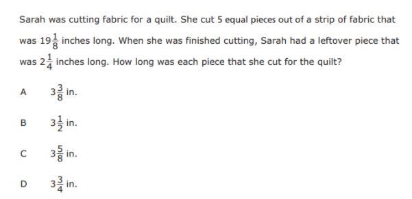 How long was each piece that she cut for the quilt-example-1