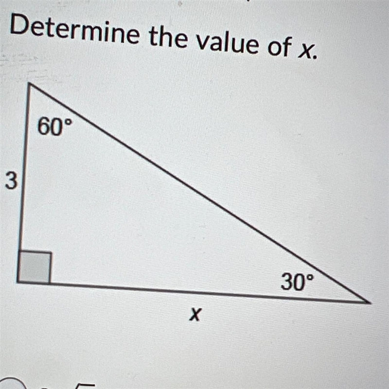 Determine the value of x. Options: 03√2 03√3 3 6-example-1