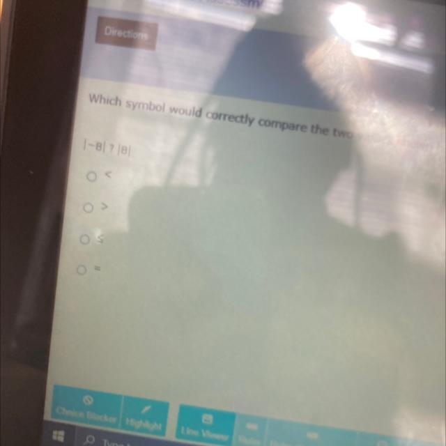 Which symbol would correctly compare the values shown be 1-8|?|8-example-1