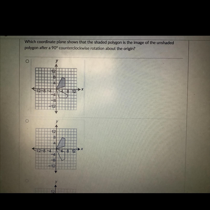 Which coordinate plane shows that the shaded polygon in the image of the inside of-example-1