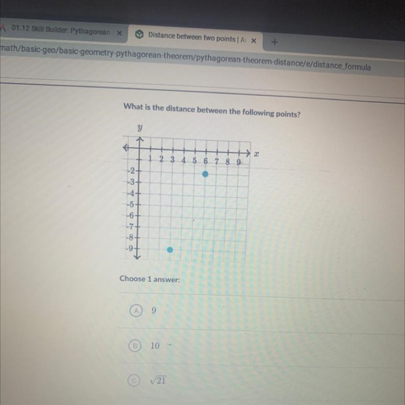 What is the distance between the following points?-example-1