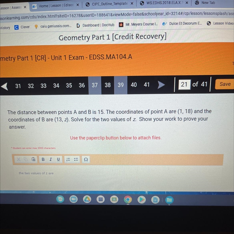 The distance between points A and B is 15. The coordinates of point A are (1, 18) and-example-1