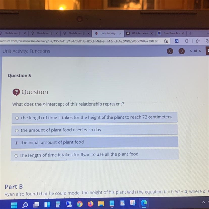 Question What does the x-intercept of this relationship represent?-example-1