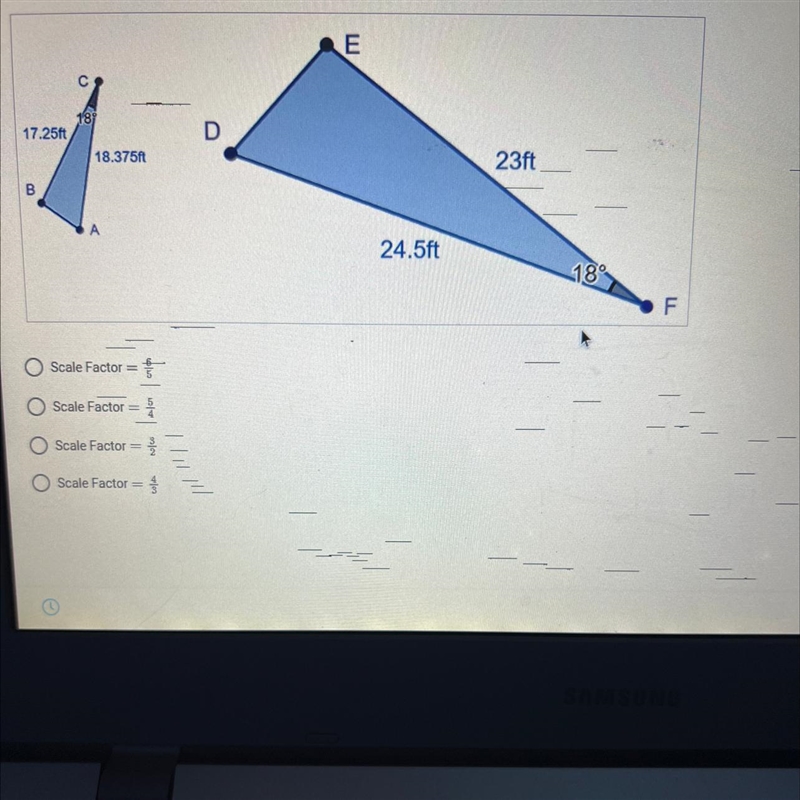 1. Which is the scale factor that will carry the smaller triangle to the larger for-example-1