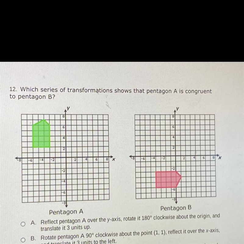 (Little tricky; worth extra points ) Which series of transformations shows that pentagon-example-1