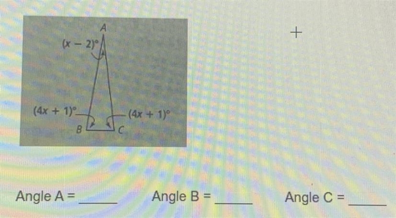 ￼The sum of the angle measures of a triangle is 180 degrees. Find the measure of each-example-1