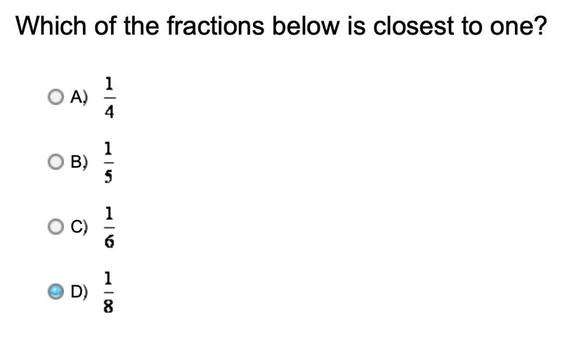 Which of the fractions below is closest to one?-example-1