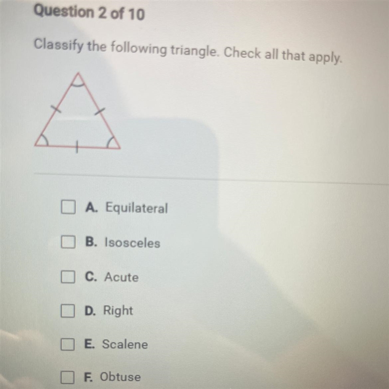 A. Equilateral B. Isosceles C. Acute D. Right E. Scalene OF. Obtuse-example-1