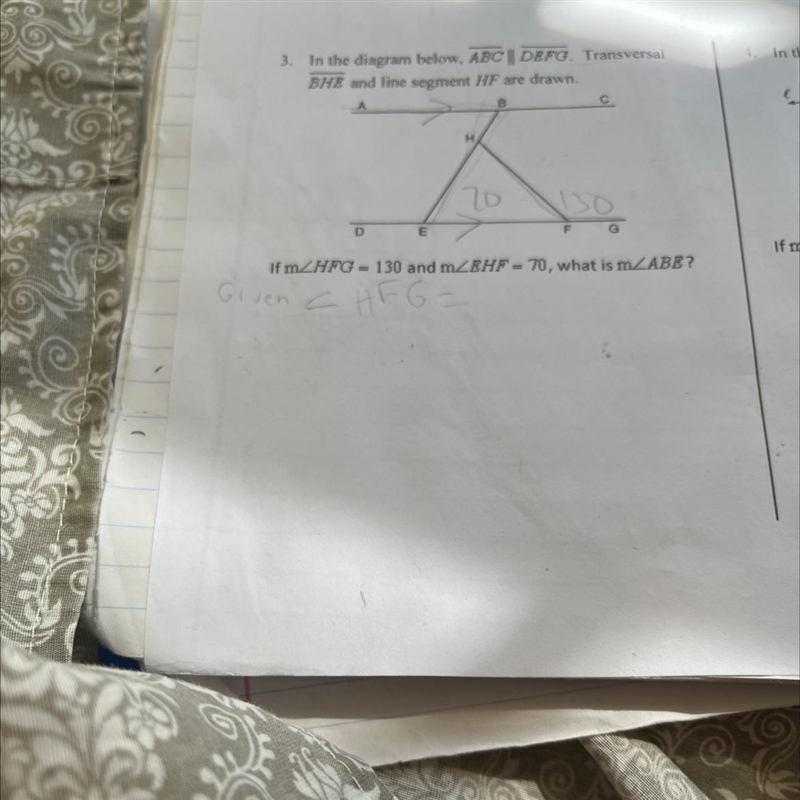 If angle hfg =130 and angle egg =70 what is angle Abe-example-1