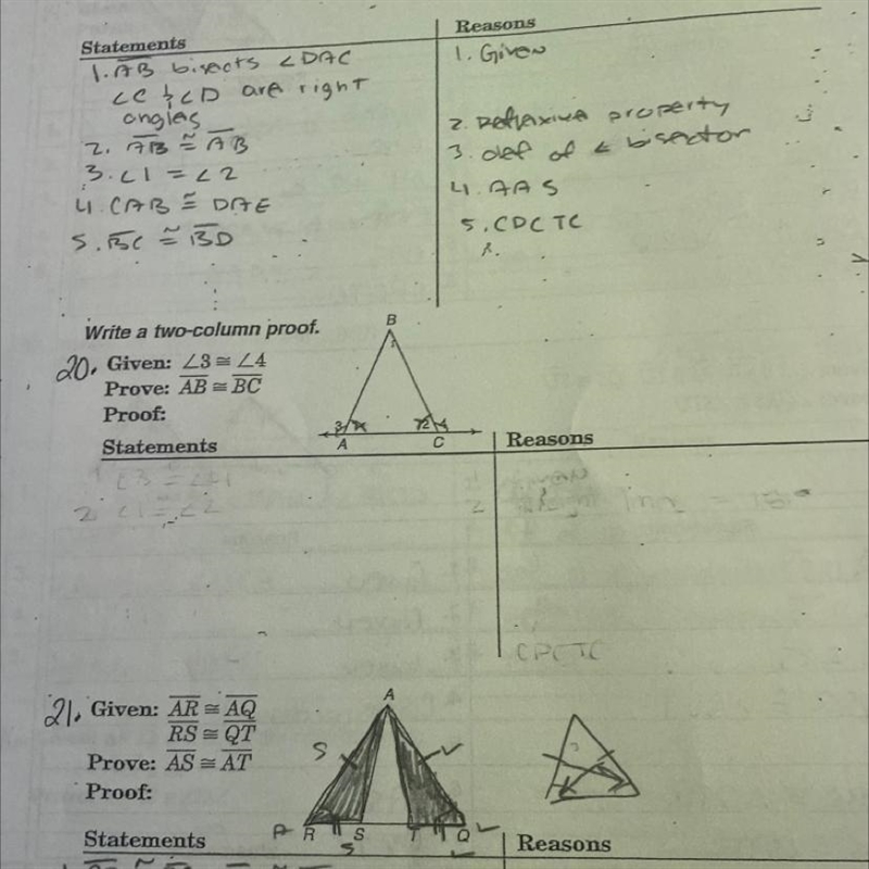 I need help with #20 please! It’s a 2 column proof and I’m just not sure how to answer-example-1