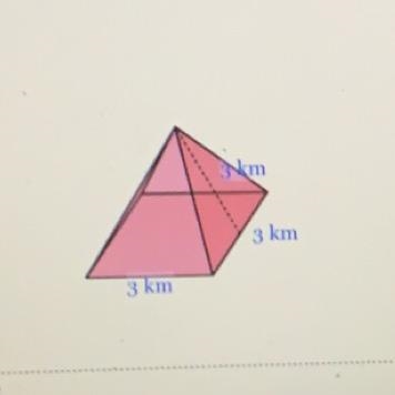 Find the surface area of a square pyramid with side length 3 km and slant height 3-example-1