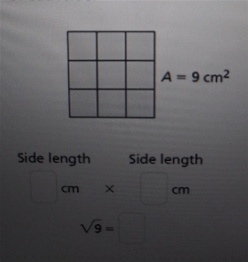 Relate the area of the square to the length of each side.-example-1