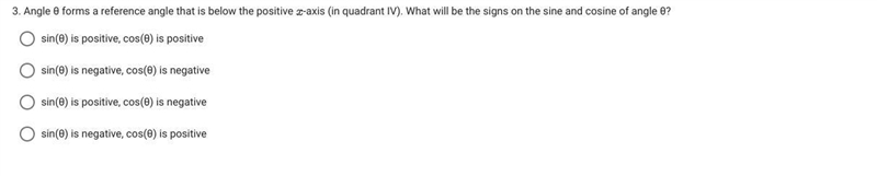 Angle θ forms a reference angle that is below the positive -axis (in quadrant IV). What-example-1