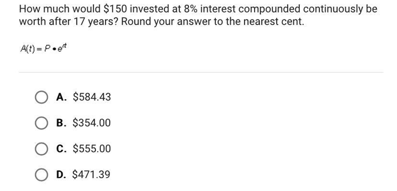 How much would $150 invested at 8% interest compounded continuously beworth after-example-1