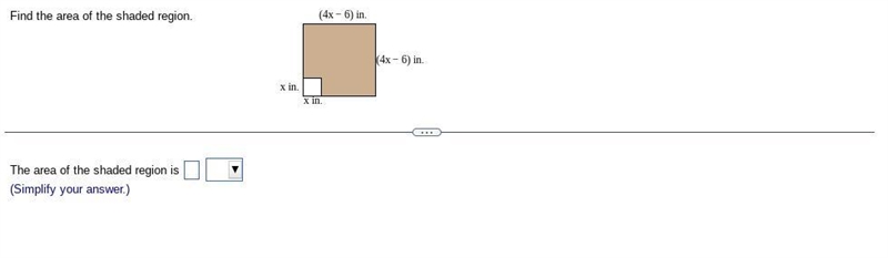 Find the area of the shaded region. The area of the shaded region is _ ​(Simplify-example-1