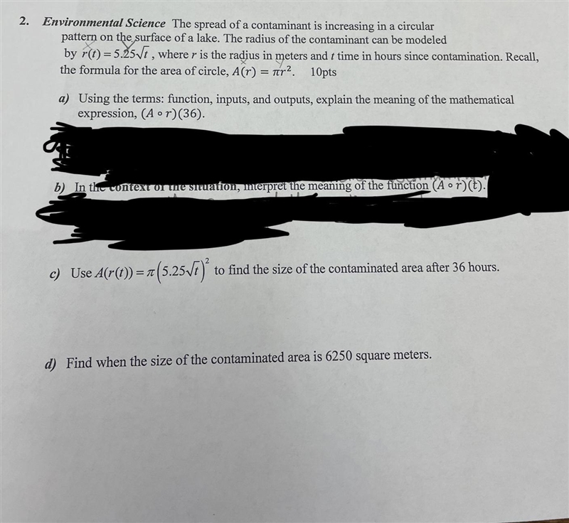 Environmental Science The spread of a contaminant is increasing in a circularpattern-example-1