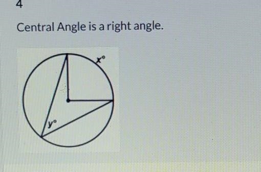 Central angle is a right angle. Find x. ​-example-1