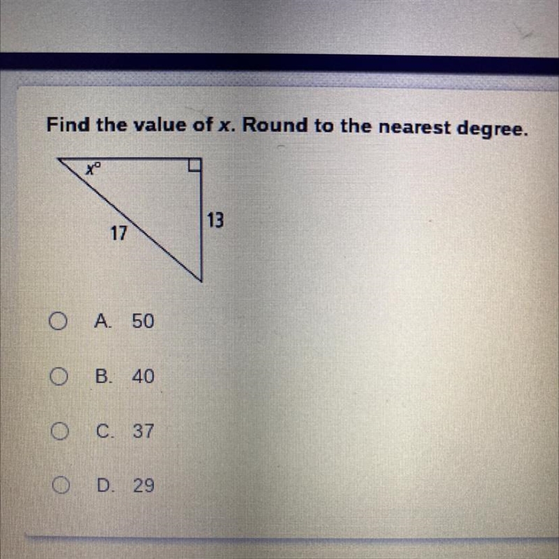 Find the value of X round to the nearest degree-example-1