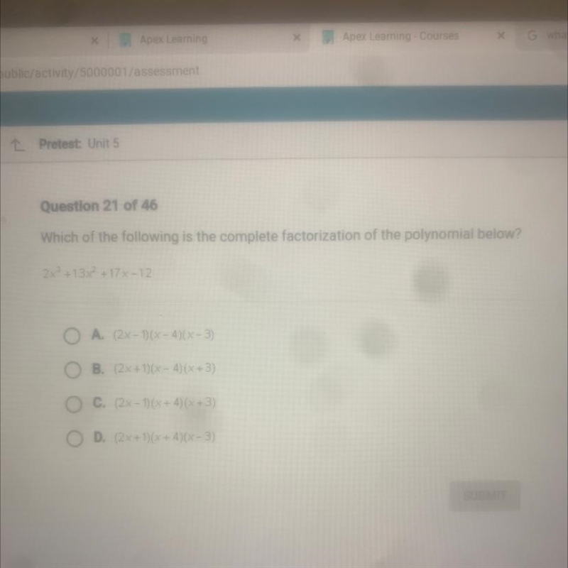 Which of the following is the complete factorization of the polynomial below? 2x² +13x-example-1