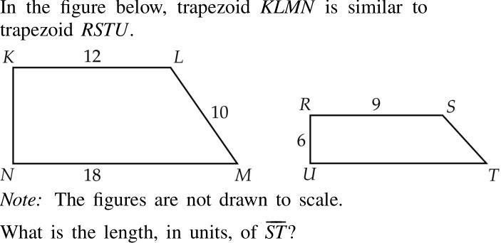 In the figure below, trapezoid KLMN is similar to trapezoid RSTU. What is the length-example-1