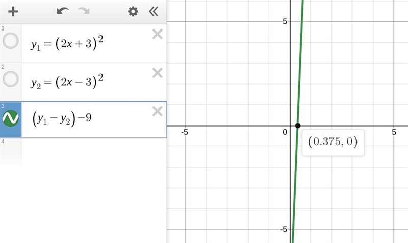 Help!! For what value of x is the value of the square of the binomial 2x +3 is 9 greater-example-1