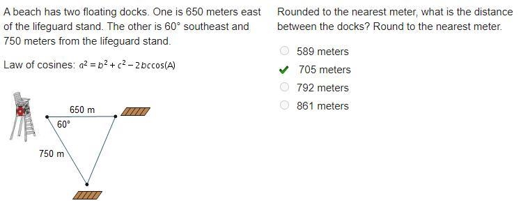 Rounded to the nearest meter, what is the distance between the docks? Round to the-example-1