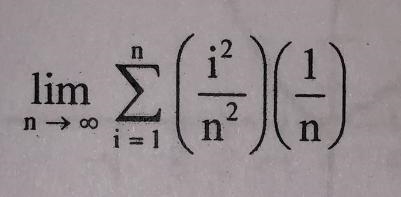 Evaluate the following limits. lim n -> ∞ sum i = 1 to n ((i ^ 2)/(n ^ 2)) * (1/n-example-1