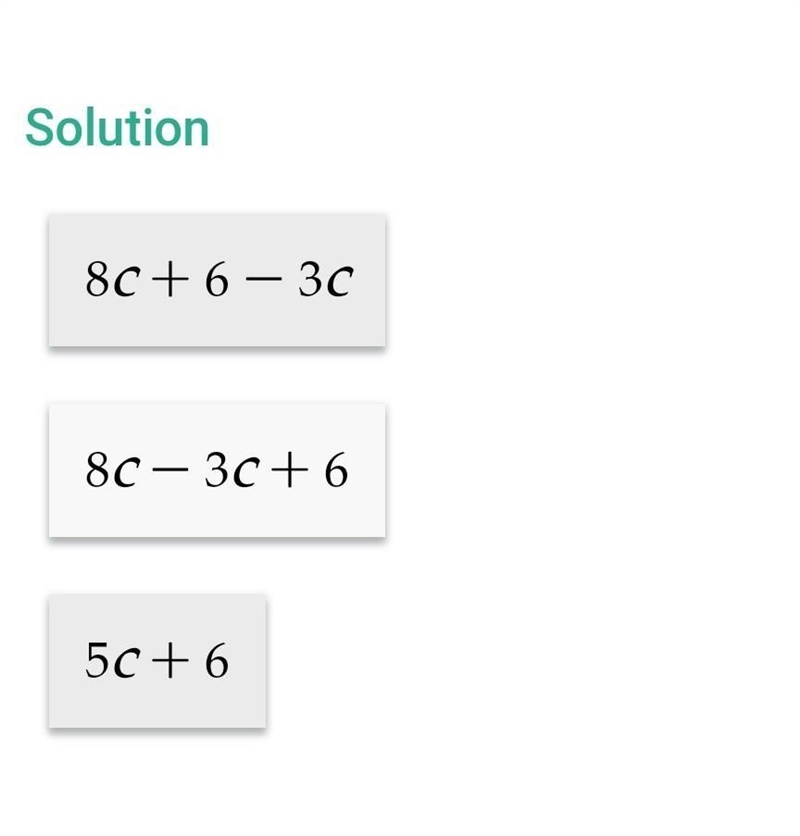 Simplify 8c + 6 - 3c-example-1