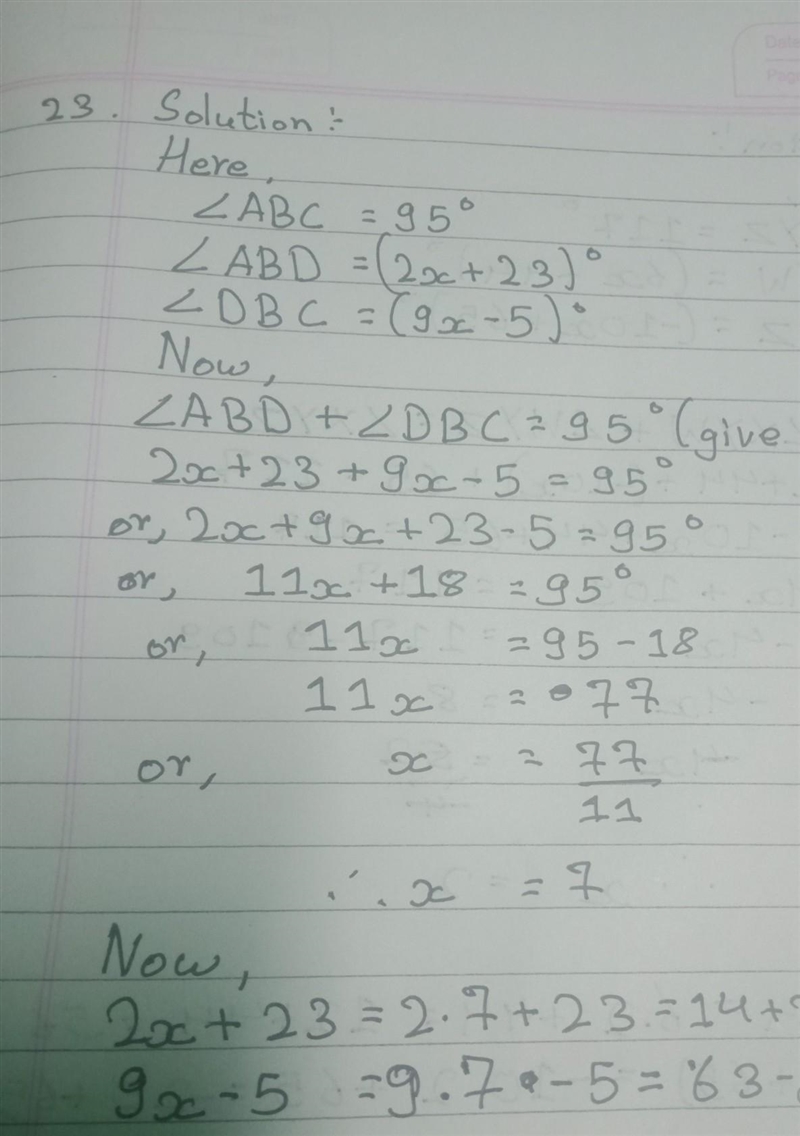 In exercises 23 and 24, find the indicated angle measures. (See photo)-example-2