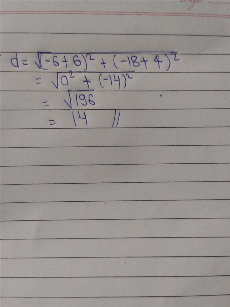 Find the distance between the points (-6,-4) and (-6,-18)-example-1