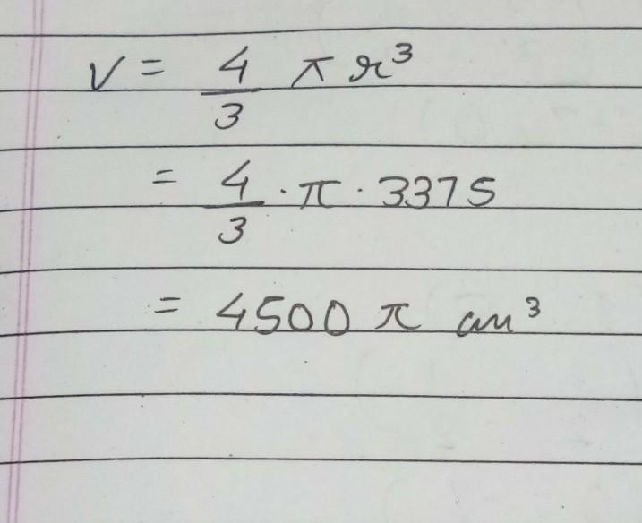 Identify the volume of the sphere in terms of π. Please help & show your work-example-1