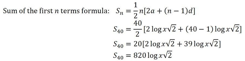 Consider the arithmetic sequence log x + log √2, 2 log x + log 2, 3 log x + log 2√2...... (a-example-2