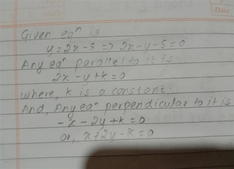 What is an equation parallel and perpendicular to the given line equation is y=2x-example-1