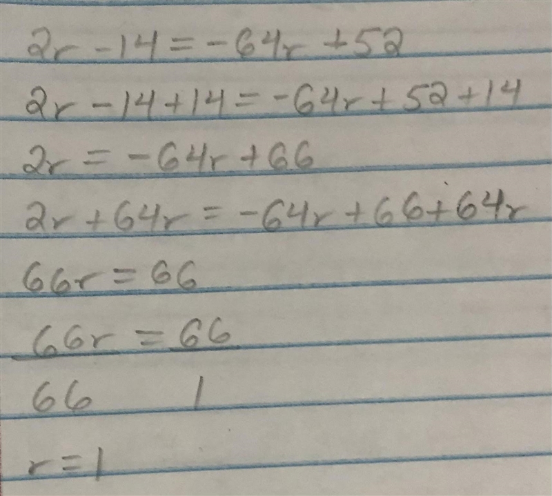 2r-14=8(-8r+7)-4 justification-example-1