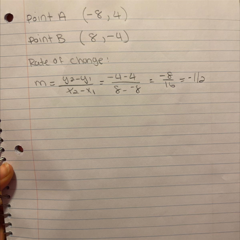 Need done asap !! Point A : Point B : And what is the rate of change of y with respect-example-1