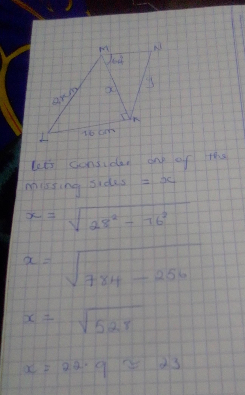 Use SOH CAH TOA to find the length of KN-example-1