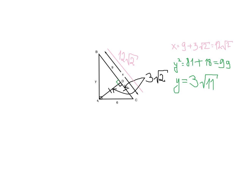 Given ￼ABC find the values of x and y. In your final answer, include all of your calculations-example-1