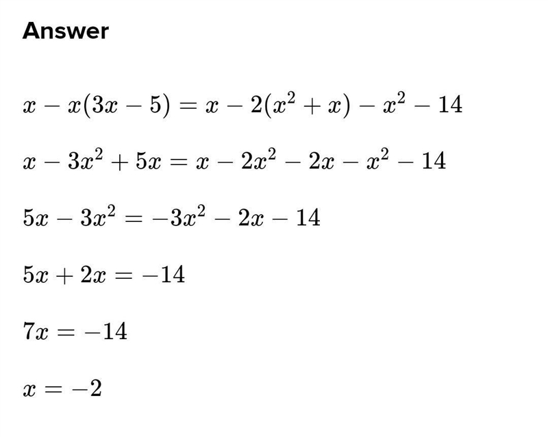 Please help me with this equation X equals -2 is the correct answer I need to know-example-1