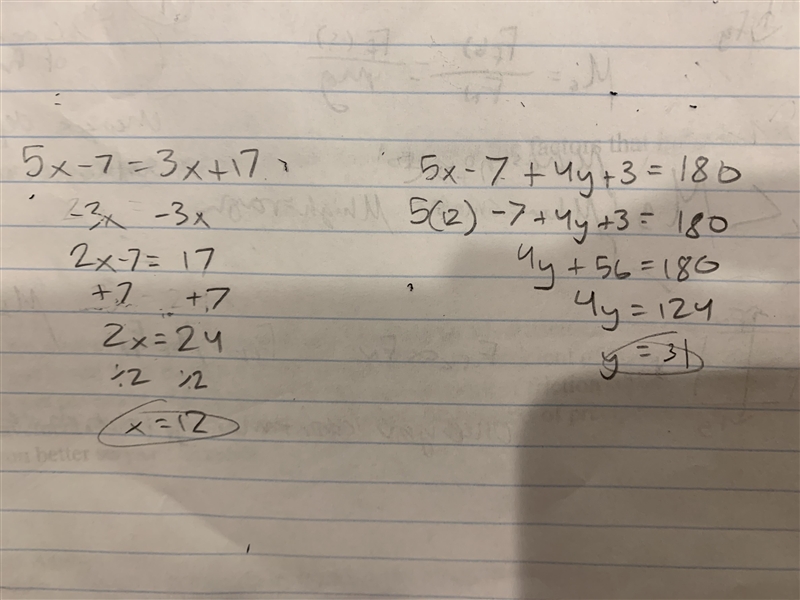 Find the variables in the figure (x and y) please and thank you!! ​-example-1