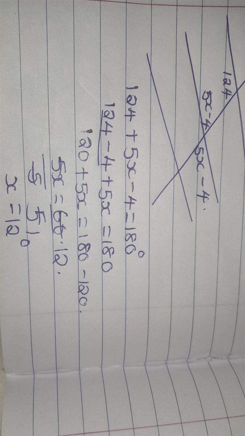 Given || m ||n, find the value of x. 124° (5x-4)°-example-1