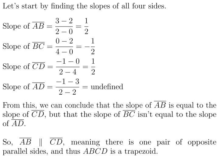 Determine the type of quadrilateral given the following coordinates. Show and explain-example-1