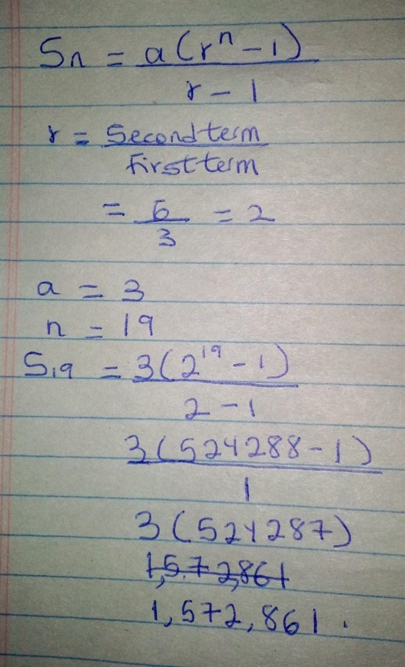 Consider the first six terms of this sequence: 3,6,12,24,48,96,.......... What would-example-1