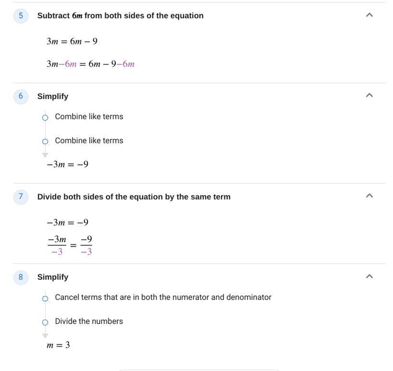 Help me asap!!! 3(m+7) = 6 (m+2)-example-3