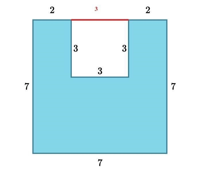 The figure below shows a large rectangle with a small rectangle cut out of it. What-example-1