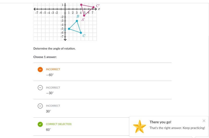 Triangle \triangle A'B'C'△A ′ B ′ C ′ triangle, A, prime, B, prime, C, prime is the-example-1