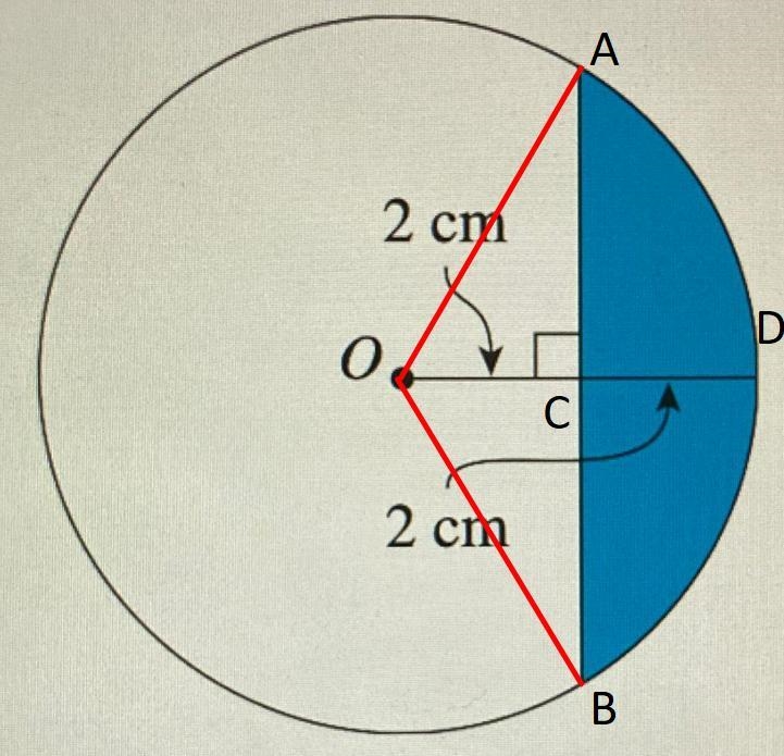 Pls help 15. Find the exact area of the shaded region of the circle shown in the diagram-example-1