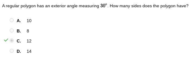 A regular polygon has an exterior angle measuring . how many sides does the polygon-example-1