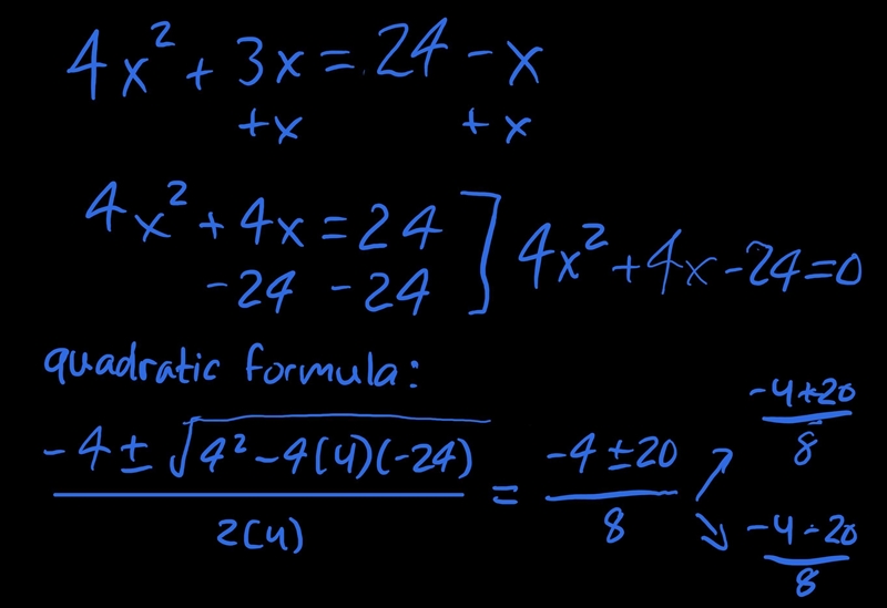 What are the solutions of the equation 4x2 3x = 24 – x? –3, 2, or 4 –3 or 2 –2, 3, or-example-1